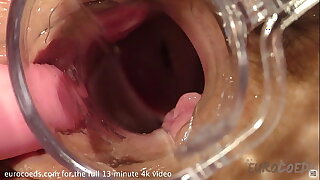 hot blonde gap yon her pussy with a speculum with closeups